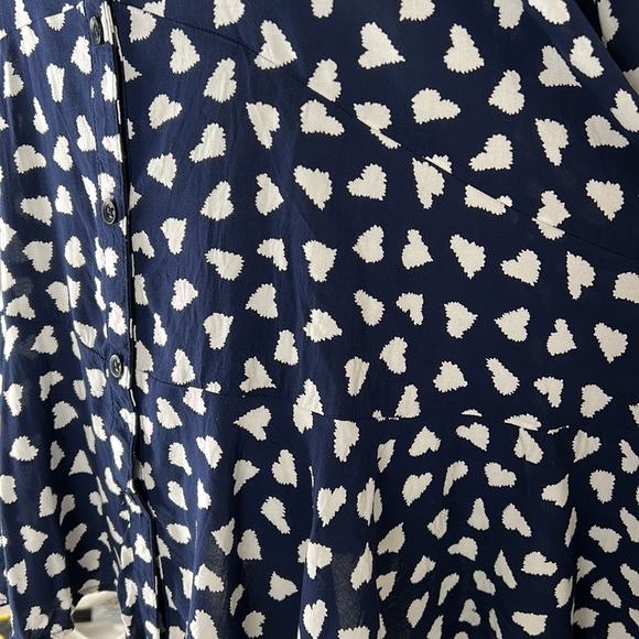 11•1•TYLHO Anthropologie long sleeved navy blue with white hearts ruffle size S - Picture 5 of 9